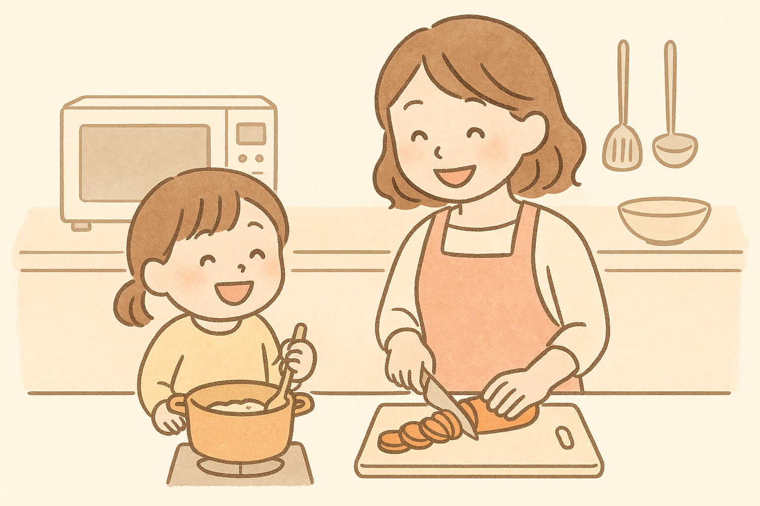 親子家事 台所育児 お手伝い イラスト