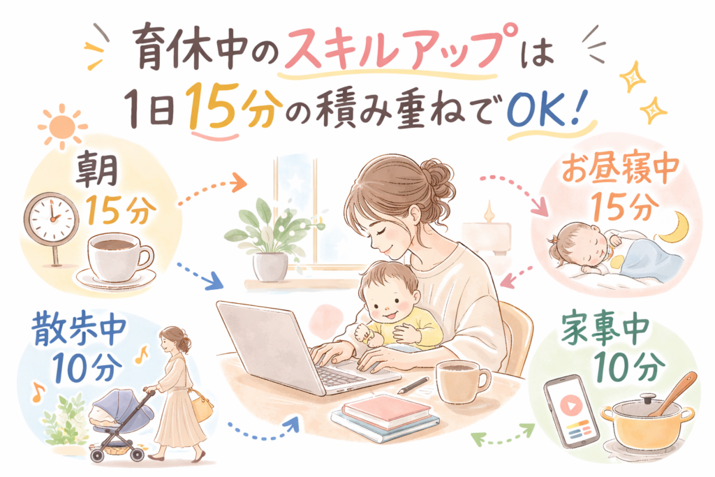 育休中スキルアップしたいママへ｜寝落ちする毎日でも勉強時間を作る方法
